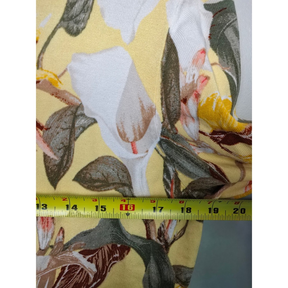 White House Black Market Yellow Floral Snap Front Cardigan Sweater XL Tropical - Picture 6 of 8